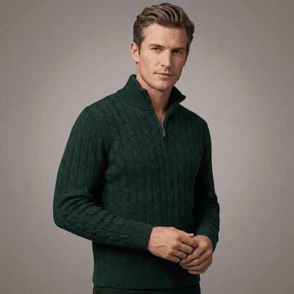 Cable-Knit Cashmere Quarter-Zip Jumper