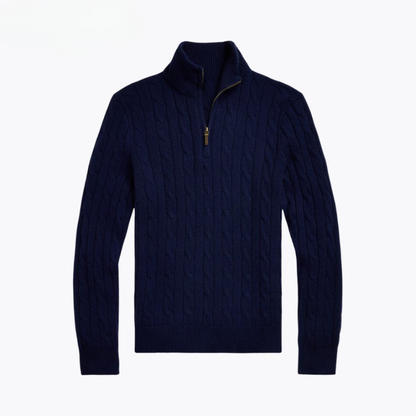 Cable-Knit Cashmere Quarter-Zip Jumper